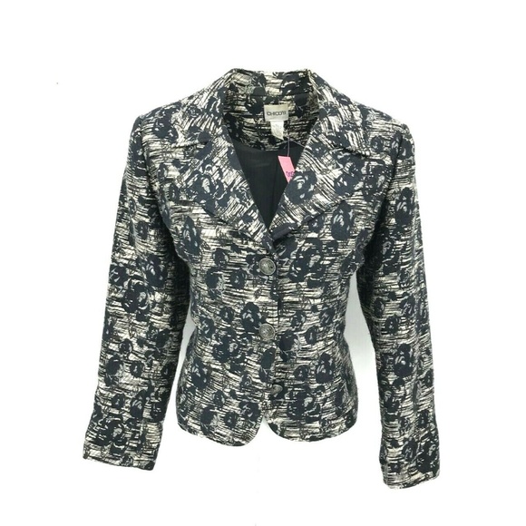 Chico's Jackets & Blazers - Chico's Triple Button Collared Floral Blazer Sz 8